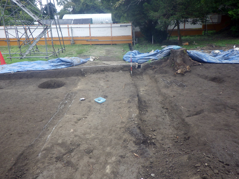 現在の道の直下にある路面の遺構（南から）