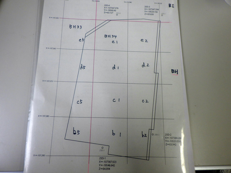 国土座標と今回の調査区の地区割り