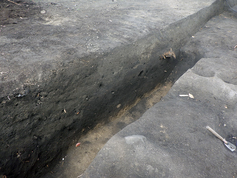 下層確認の深掘りトレンチ（南東から）