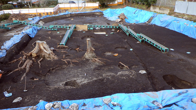 黒色土層掘り下げ途中の全景（南から）